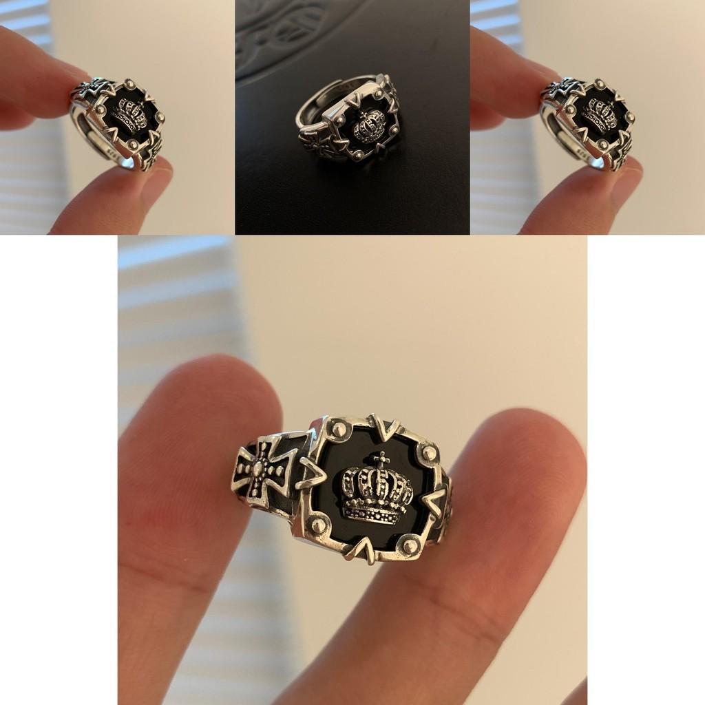 S925 Silver Distinctive Open Adjustable Ring Featuring Black Agate Crown For Style Womens