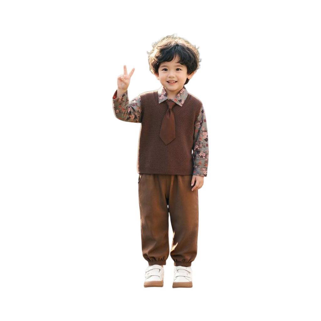 Kids Casual Long-Sleeve Set, Comfortable Daily Wear Outfits