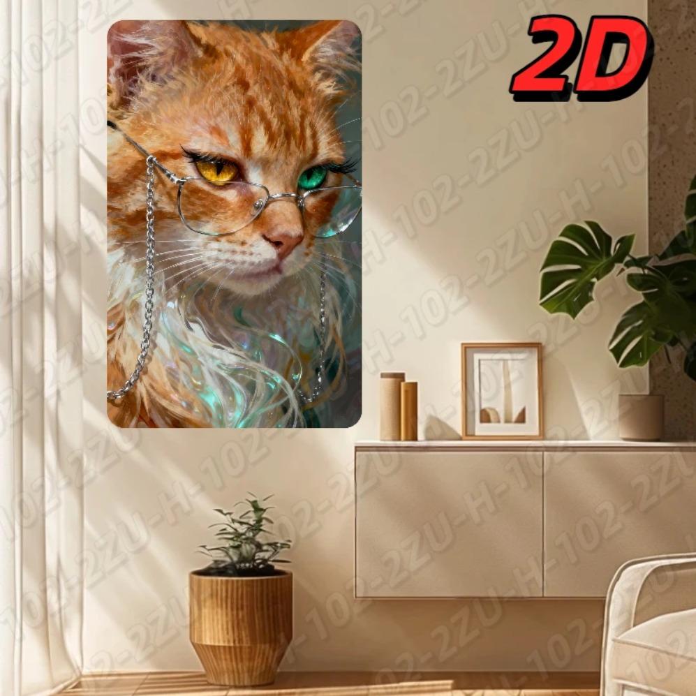 SteelCat Metal Wall Art with Sunglasses Modern Home Decor Durable Aluminum Sculpture 20x30cm