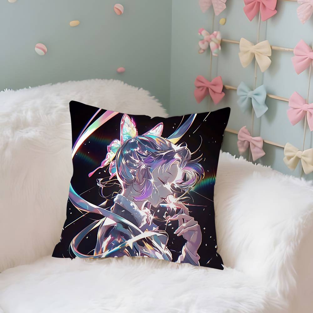 

Kochou Shinobu Pillow Case Throw Pillow Cover Nordic Vintage Style Cushion Covers Home Living Room Sofa Couch Seat 16x16Inch