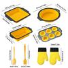 Silicone Bakeware Sets For Oven Flexible Stackable Mold With Mitts Scraper And Brush Silicone Baking Pans Set Dishwasher Safe
