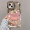 Crystal Apple applies to 16promax transparent mobile phone case oppo Huawei 13 double bracket vivo Xiaomi 14 female 17