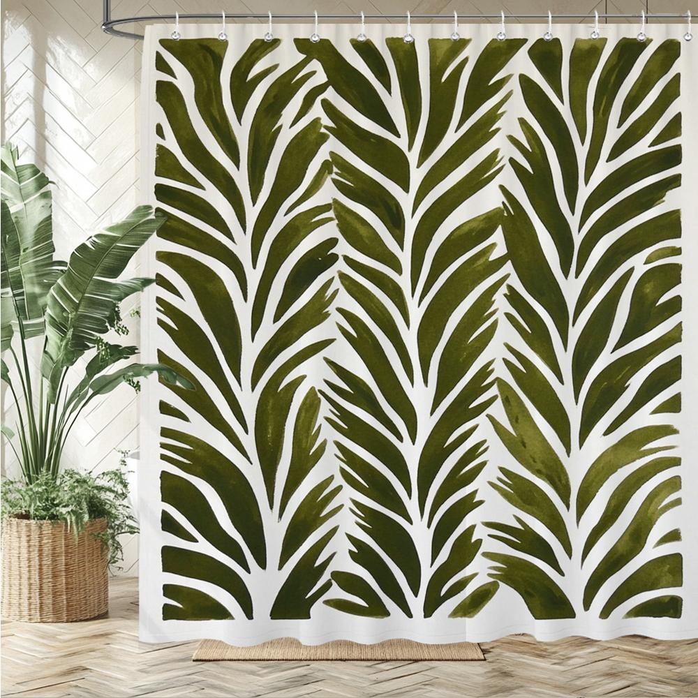 Modern Minimalist Art Leaves Pattern Shower Curtain Bath Curtain Plant Printed Bathroom Curtains For Home Decoration Curtain