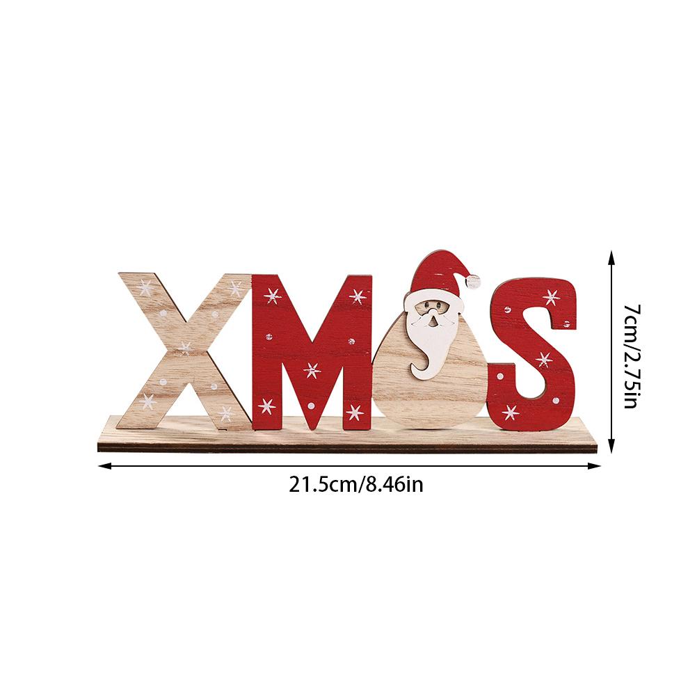 Christmas Wooden Santa Claus Snowman Snowflakes Letter Decoration Table Ornament Letters Sign Christmas Party Decoration