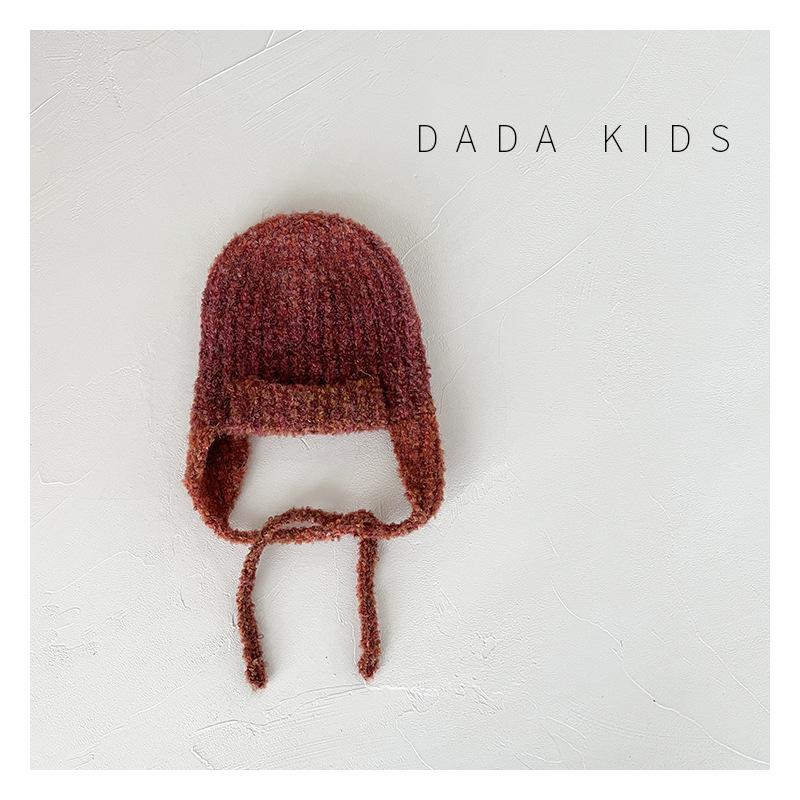 Japanese Children's Flying Hat Winter Wool Blended Warm Boy and Girl Solid Color Versatile Ear Protection Knitted Lei Feng Hat