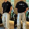 2026 Front Back Print Minimal Star Glow Graphic Tshirt Simple White Print Soft Cotton Short Sleeve Unisex Casual Daily Tee