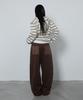 CHICKS Back Pocket Check Balloon Pants Brown