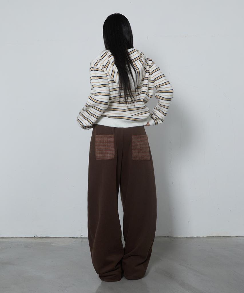 CHICKS Back Pocket Check Balloon Pants Brown