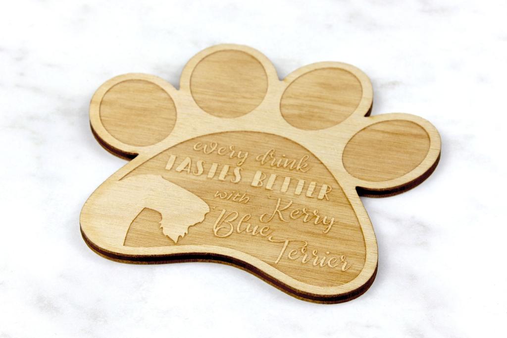 Kerry Blue Terrier, Irish Blue Terrier - Mug coaster, engraved coaster with dog, gift for dog lover by Art-Dog brand