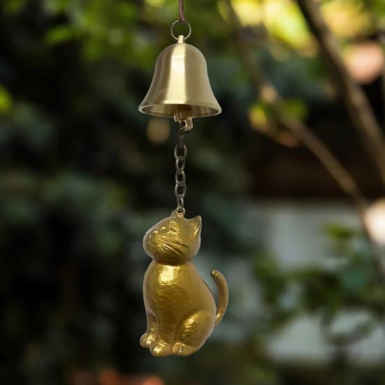 Cat Wind Chime Outdoor Kitten Design Wind Chime Garden Metal Cat Statue Hanging Memorial Ornament for Porch Decoration Cat Lovers Gift