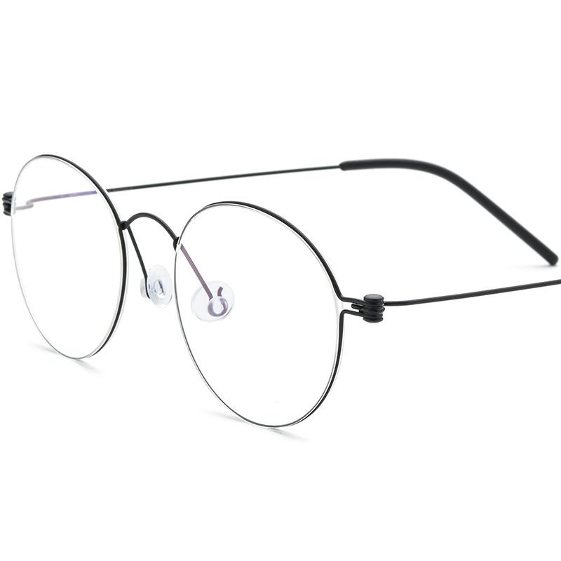 Manual Screwless B Titanium Glasses Frame IP Plating Korea Hot Sale Round Pure Titanium Myopia Glasses