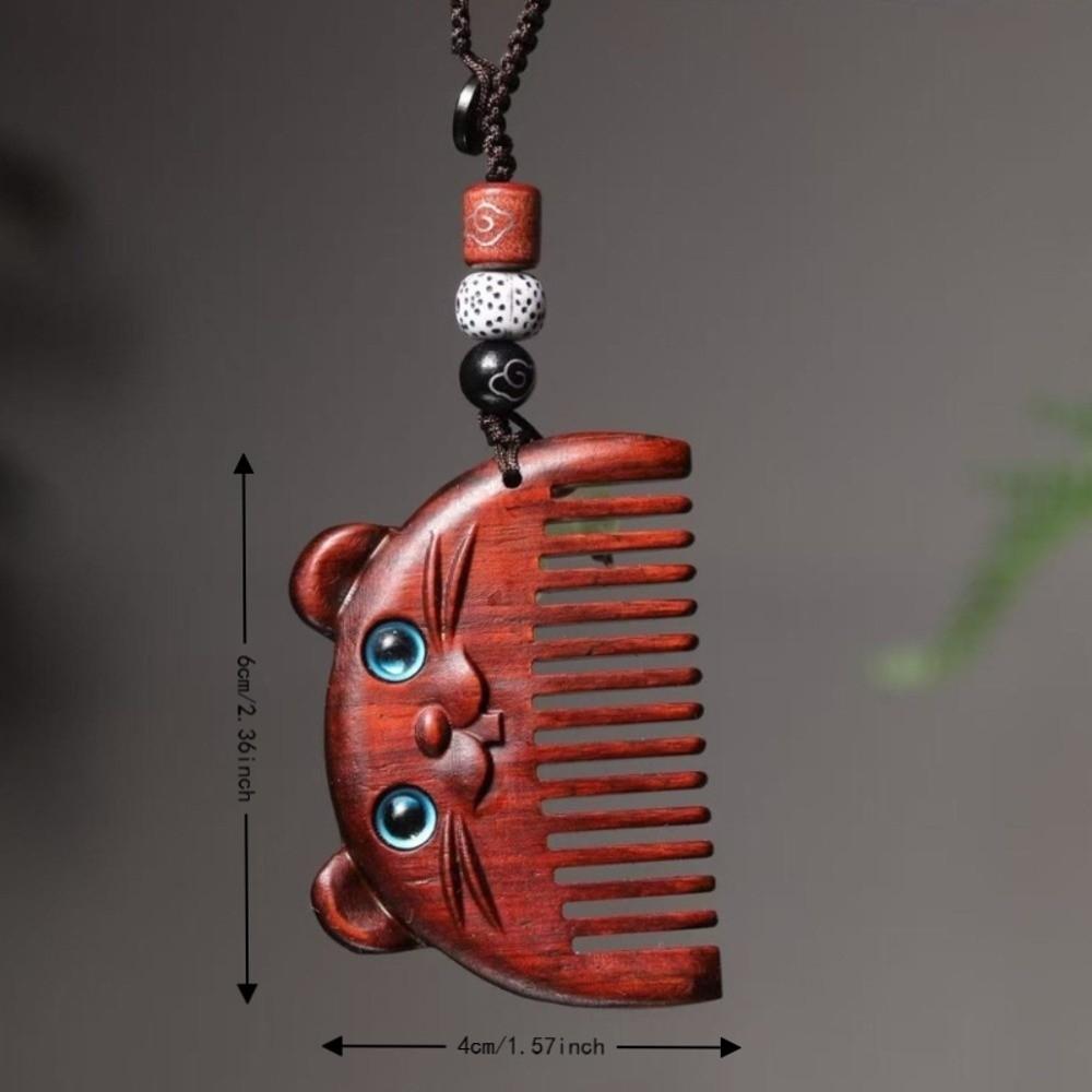 Wooden Wooden Hair Comb Wood Massager Fine Tooth Comb Head Oil Massager Pocket Comb Hair Care