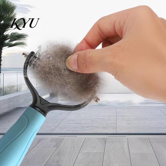 Cat Hair Remover Double-Sided Pet Detangling Rake, Dog Undercoat Rake with Rounded Blades, Grooming Supplies Shedding Brush Comb for Long Dogs,