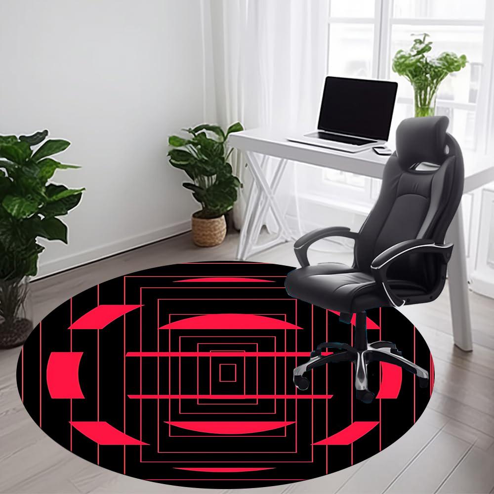 1pc Geometric Pattern Office Round Area Rug, Indoor Mat Suitable ForOffice, Under Office Chairs Bedroom Living Room Home Decor T166