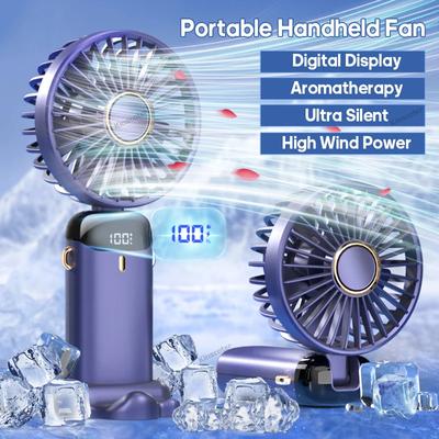 USB ruční mini ventilátor skládací přenosné závěsné ventilátory na krk 5rychlostní USB dobíjecí ventilátor se stojanem na telefon a obrazovkou