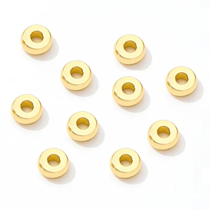 50Pcs Diy Jewellery Making Supplies Gold Plated Brass Flat Spacer Beads For Bracelet Making Jewelry Fittings