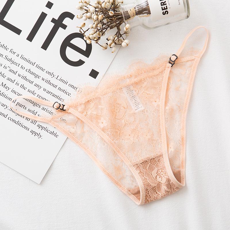 Hot-Selling Seductive Lace Thong Panties: Eyelash Lace, Transparent Design, Cotton Crotch