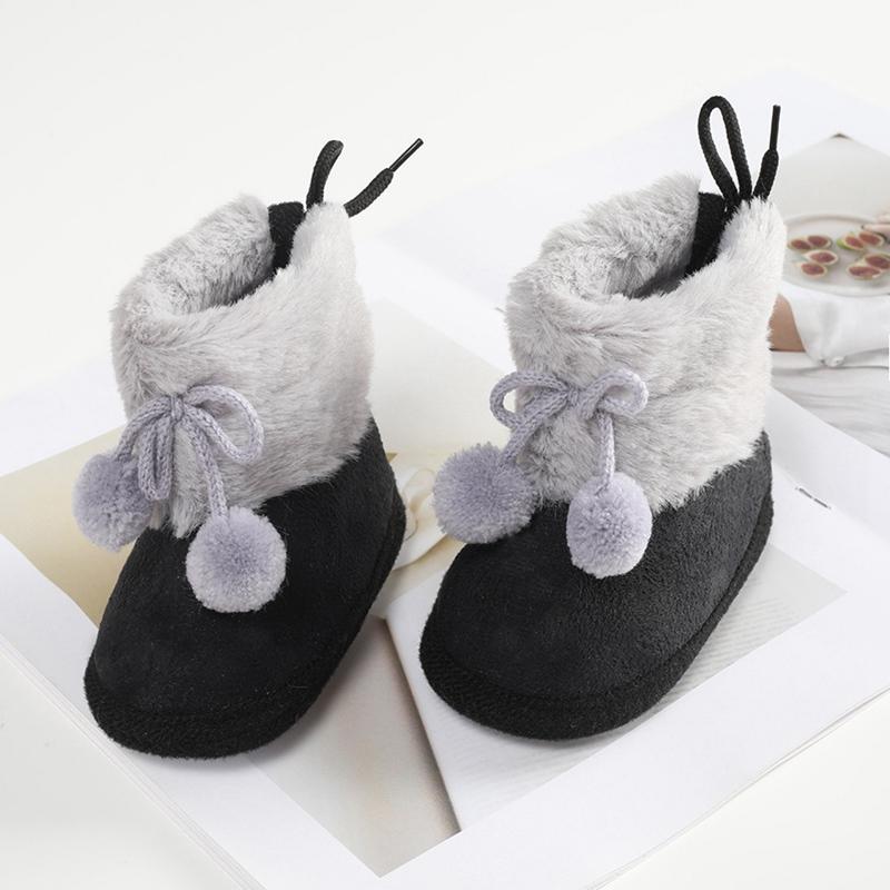 Baywell Winter Furry Snow Boots - Soft Sole First Walkers Shoes for Baby Girls 0-18 Months