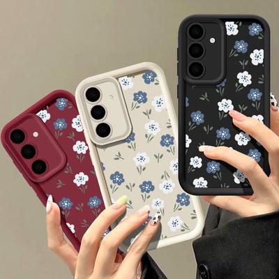 Custodia a Guscio con Motivo Floreale Blu per Samsung S25 S24 S22 Ultra S26 Plus S23 S21 S20 Fe A15 A34 A35 A54 A53 A55 A56 A17 A37 A57 5g Custodia in Silicone Antiurto