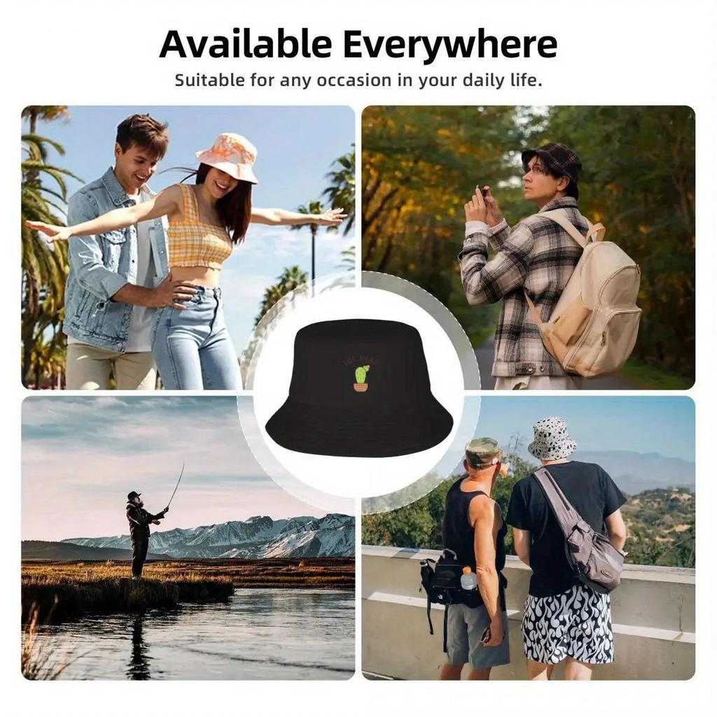 Pot Head with Succulent Cactus Flowers  Bucket Hat Hiking Hat Western Hat New In The Caps For Men Women's