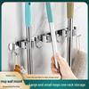 Stainless Steel No-Punch Mop and Broom Wall Mount Storage Rack