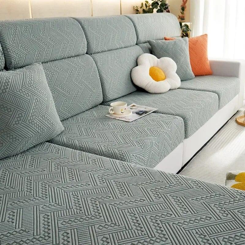 Luxury Jacquard Sofa Seat Cushion Cover Solid Elastic Sofa Cover Anti-dust Furniture Protector Living Room Sectional Couch Cover