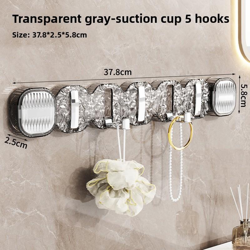 

Держатель для полотенец и мочалки для ванной на присоске, без сверления, для двери за унитазом Transparent & Grey