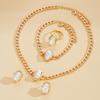 Special-shaped Imitation Pearl Jewelry Set for Women Girls Retro Luxury Temperament Necklace Bracelet Stud Earrings Ring