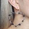 Vintage Personality Barbed Wire Heart Pendant Necklace for Women Punk Metal Black Thorny Rose Choker Chain Y2K Jewelry Goth Gift