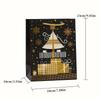 12 Pcs Festive Christmas Gift Bags: Black with Golden Printed Designs - Perfect for Wrapping Holiday Presents