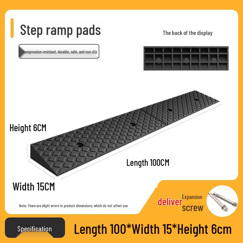 Rubber-Plastic Anti-Slip Speed Bump Curb Ramp Mat for Cars