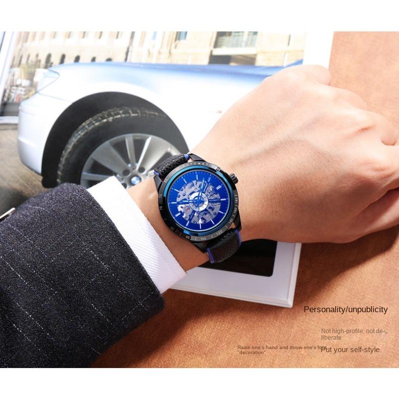 GUCAMEL Business Fashion Handstück Leder mit hohler mechanischer Uhr