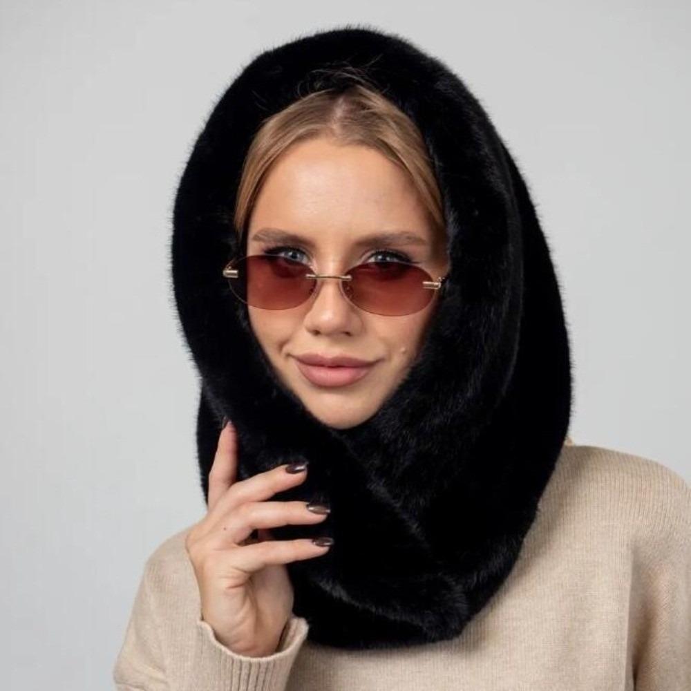 Thick Warm Winter Fur Hat Soft Knitted Hat Scarf New Fur Neck Collar for Women