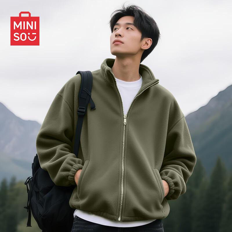 MINISO Men's Winter Warm Double-Sided Fleece Stand Collar Jacket