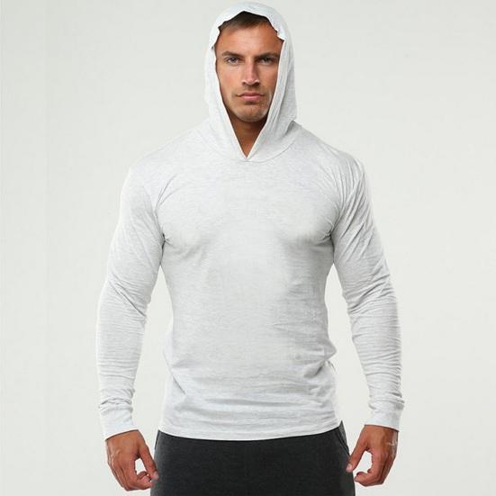 Muži Mikina s kapucí Dlouhé rukávy Jednobarevné Ležérní Slim Fit Měkká Bavlna Prodyšná Podzim Cvičení Muži Fitness Top Mikina s kapucí Sportovní oblečení