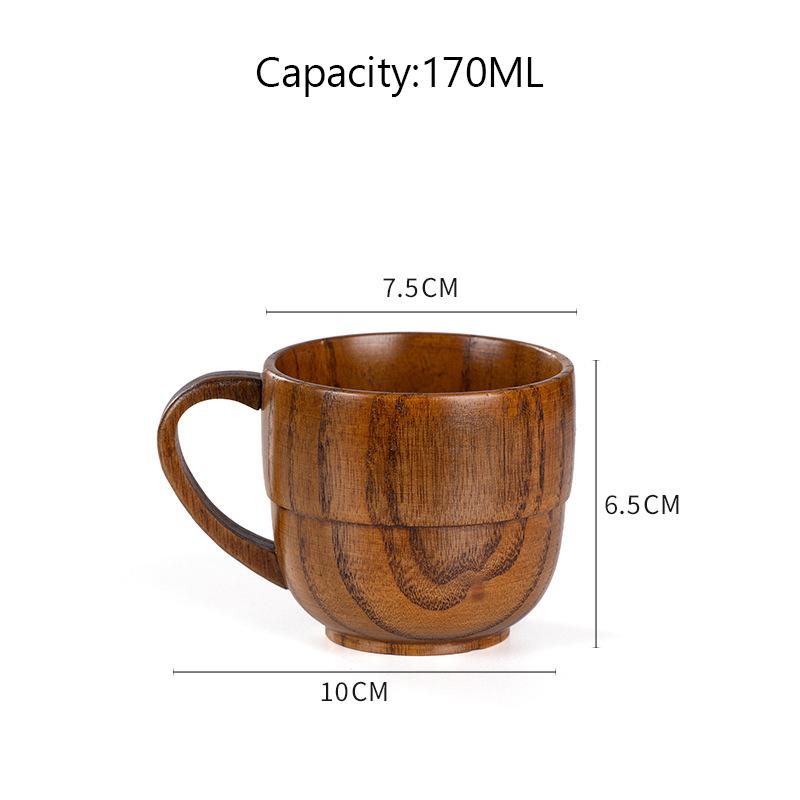 Handmade Jujube Wood Handle Cups Beer Coffee Milk Tea Mug Natural Wooden Cups Kitchen Bar Breakfast Drinkware Cup 200ml