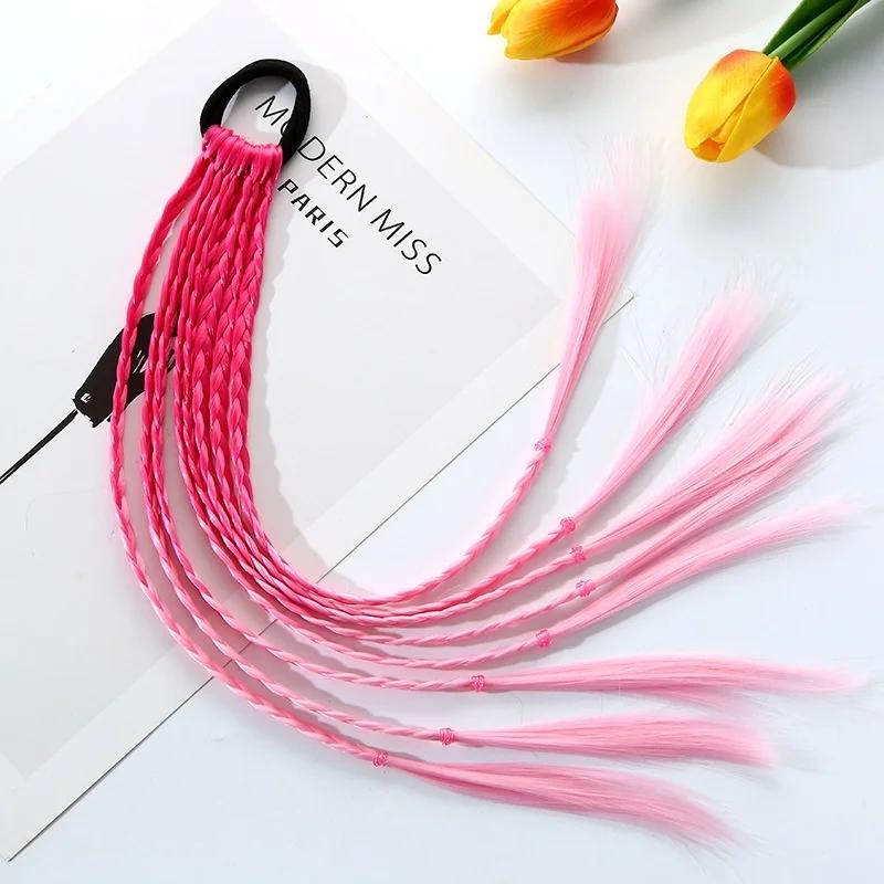 1PCS New Girls Colorful Wigs Ponytail Kids Hair Accessories Head Band Hair Ornament Headbands Rubber Bands Beauty Hair Bands