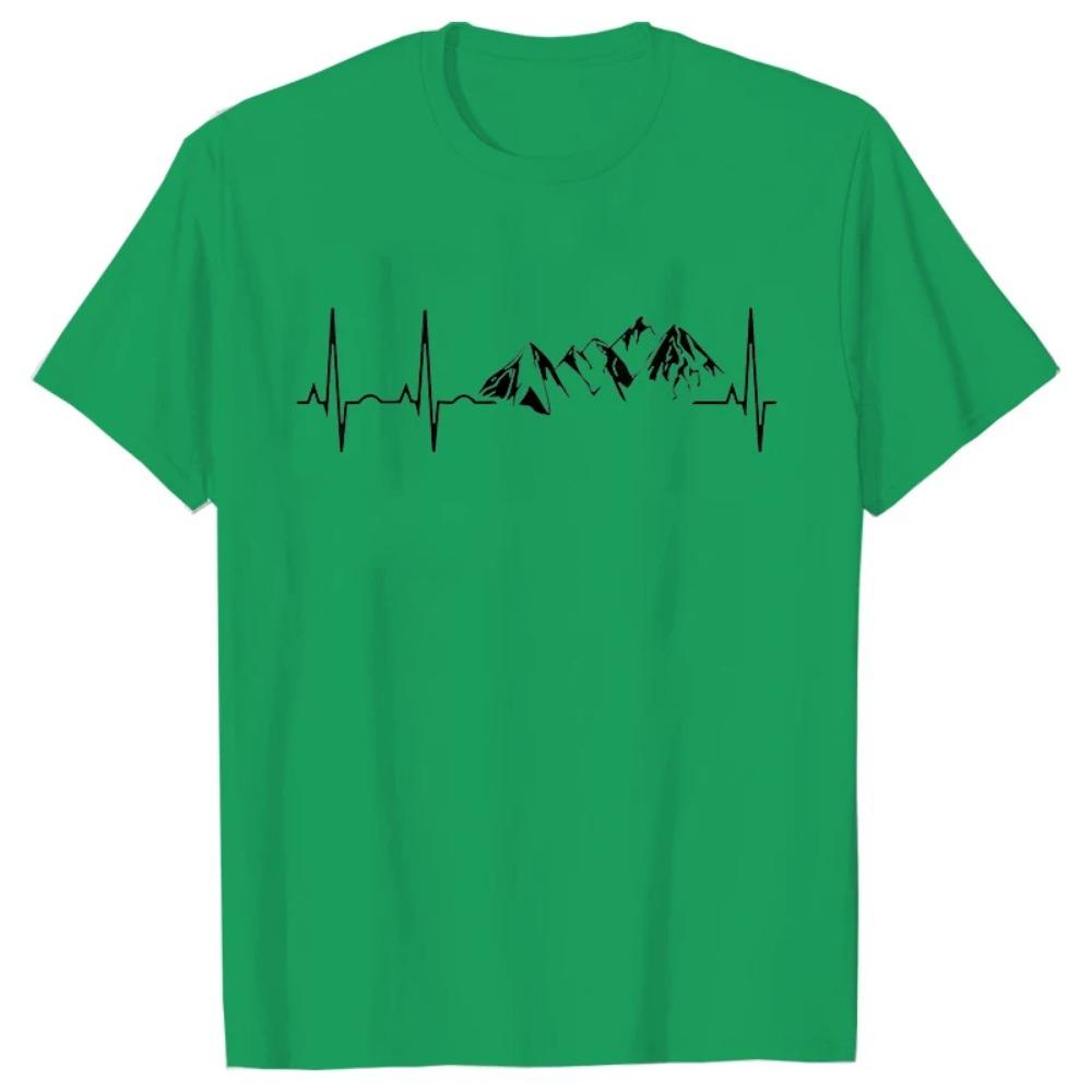 Herrenbekleidung Neuheit Mountain Heartbeat Pulse Line T-Shirt Klettern Wandern Grafik Tees Kurzarm Vatertag T-Shirt Männer