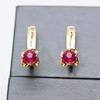 Classic Trend Red Gem Earrings for Women Long-style Copper Plated Rose Gold Vintage Fine Earings Zircon Copper Plated Rose Gold