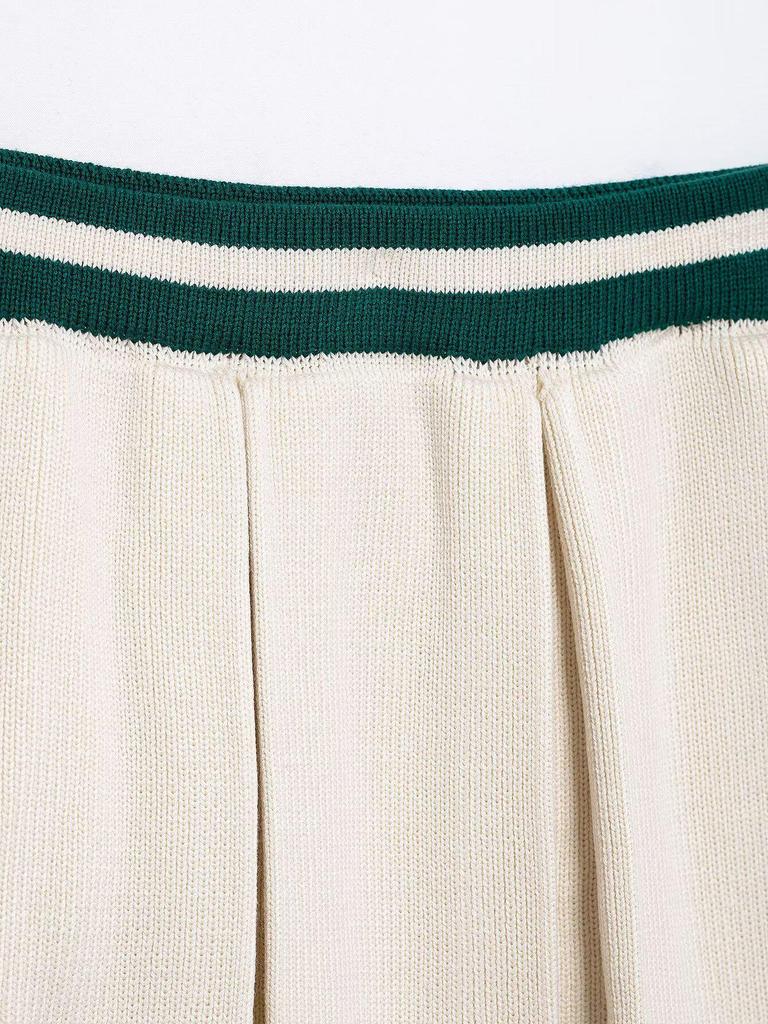 TAOP&ZA Women's Turn-Down Collar Pullover & Pleated Mini Skirt Set