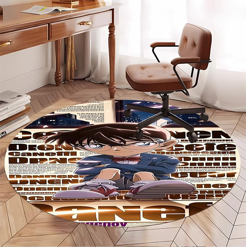 Detektiv Conan Muster Runder Teppich, Innen-/Außenmatte, für Picknick, Spielzimmer, Schlafzimmer, Büro, Wohnzimmer, Heimdeko Teppich, Geburtstagsgeschenk