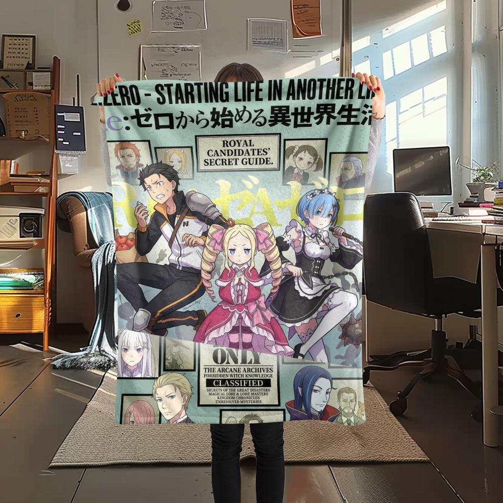 ReZero Starting Life In Another World designPrint Flannel Blanket, High Quality Comfortable for All Seasons, Home Decor, Warmth and Comfort