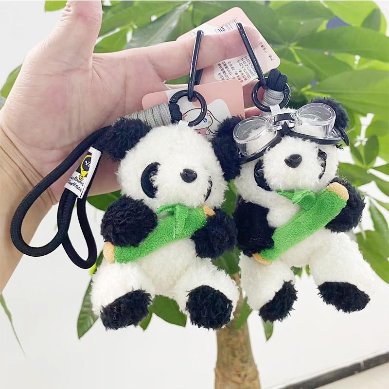 Adorable Plush Panda Keychain Pilot Bear Doll Cute Bag Charm Gift For Kids