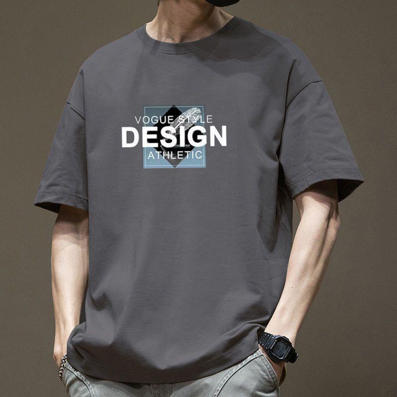 Simple T-shirt Men's Print Summer Trendy Printed Cotton Short Sleeved Loose Trendy Breathable T-shirts
