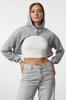 Women's Fashion Stylish Sweatshirt Gray Melange Knitted Sweatshirt