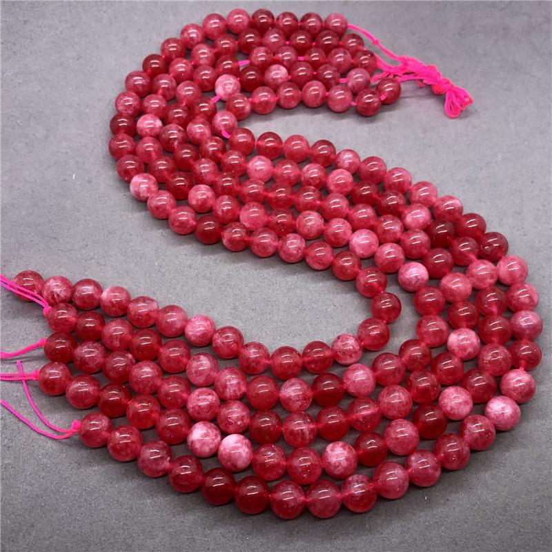 Natural Red Loose Round Bead Dialogite for Bracelet Necklace DIY Jewelry Beads