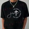 Christlicher Bibelvers Aufdruck Motorrad T-Shirt Herren Hip Hop Streetwear Unisex Lässig kurz
