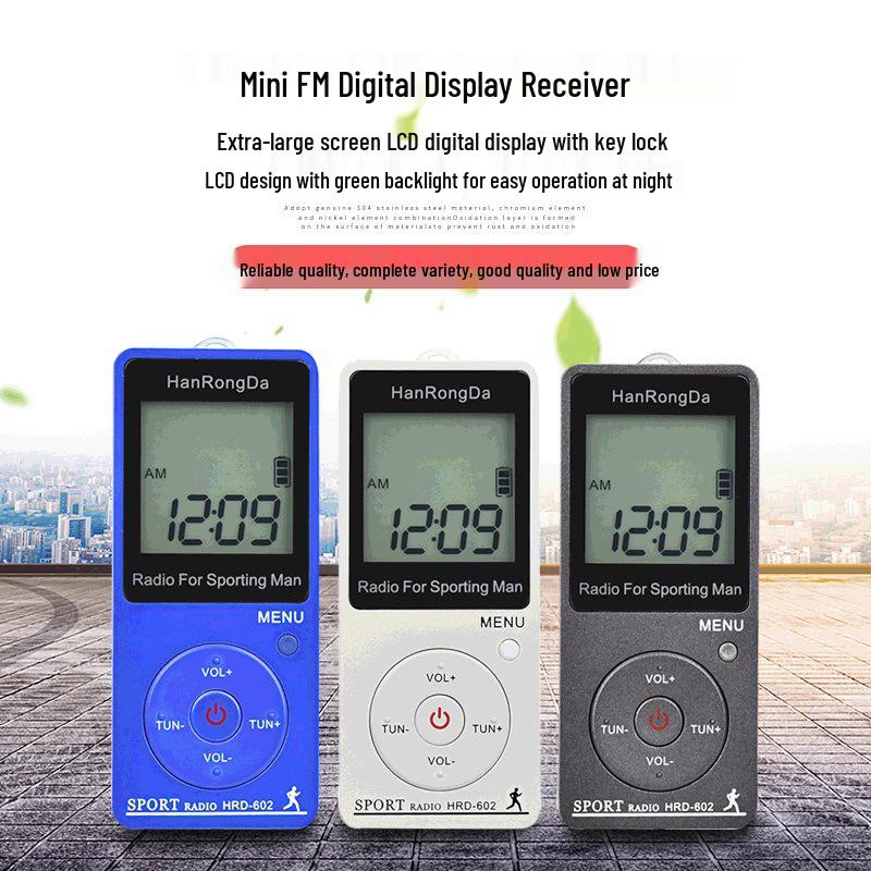 HRD-602 Digital Sports Radio with FM/AM, Pedometer, and Portable Charging.