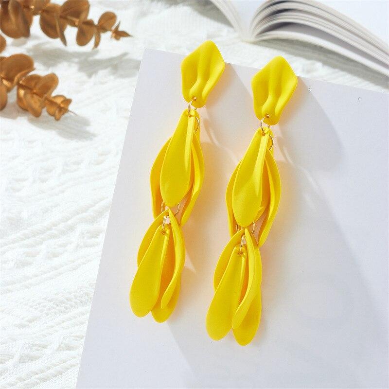 

Pinkdudu модные 6 цветов тонкие серьги-капли с кисточками и лепестками креативные легкие роскошные серьги с цветком для женщин ювелирные изделия PD1548 Yellow жёлтый