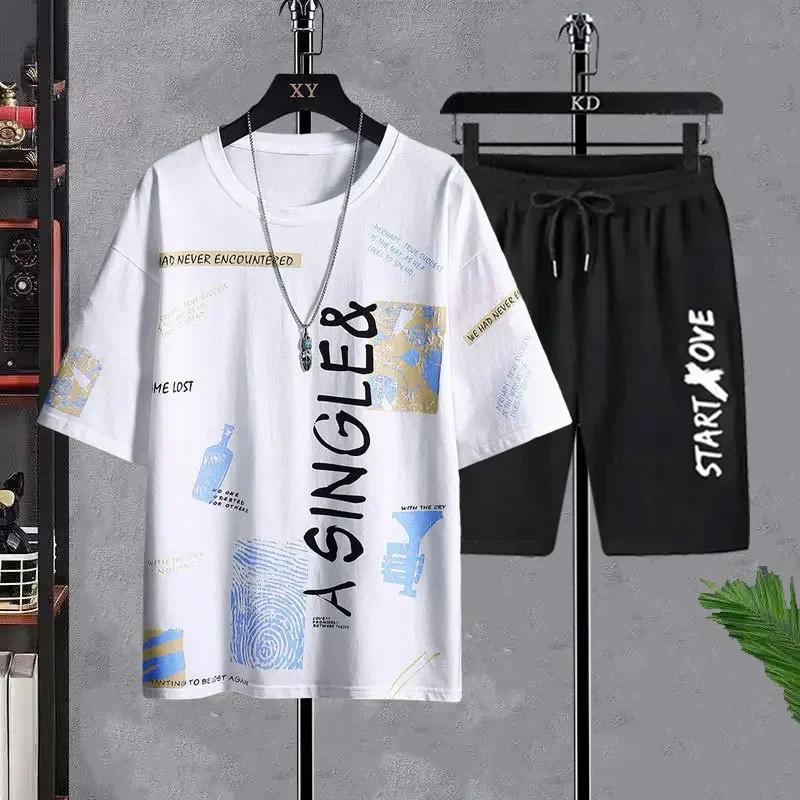 Set de tricou pentru bărbați, tricou manga de vară, topuri, urs, tricou cu graffiti, modă, imprimeu gotic, cu mânecă scurtă, haine casual pentru bărbați